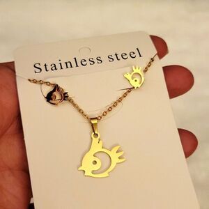 Stainless Steel Jewelry Set Gold Tone